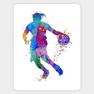 Girl Basketball Player Watercolor Sport Sticker